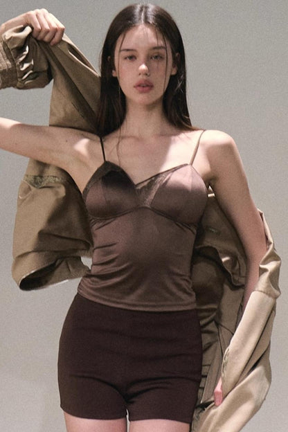 Classic Texture Slim High-Waisted Shorts