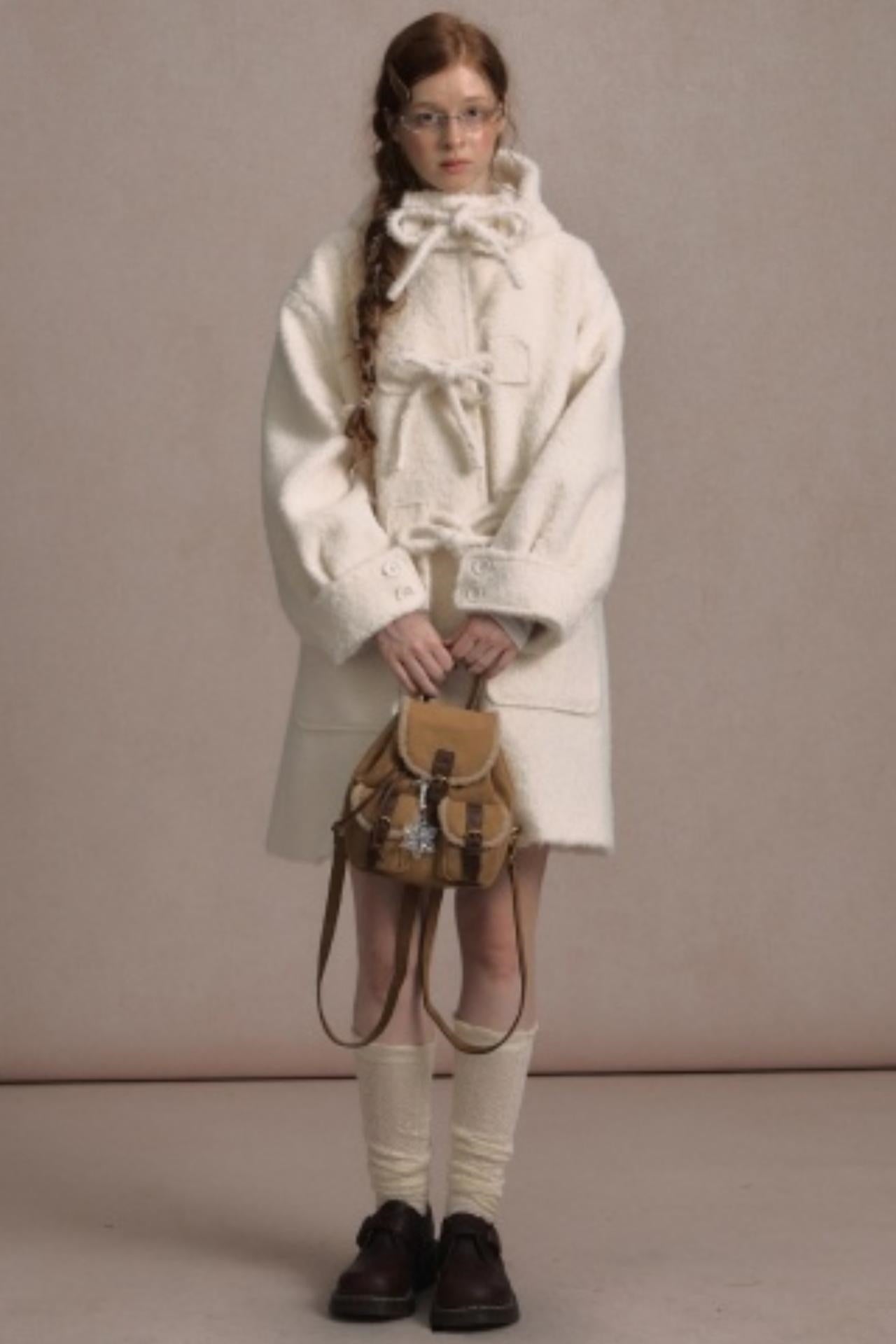 College Hooded Thick Woolen Jacket