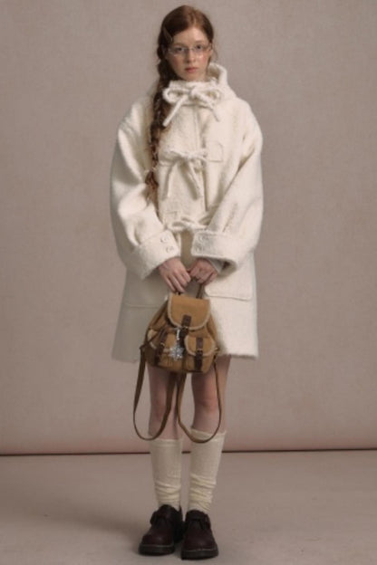 College Hooded Thick Woolen Jacket