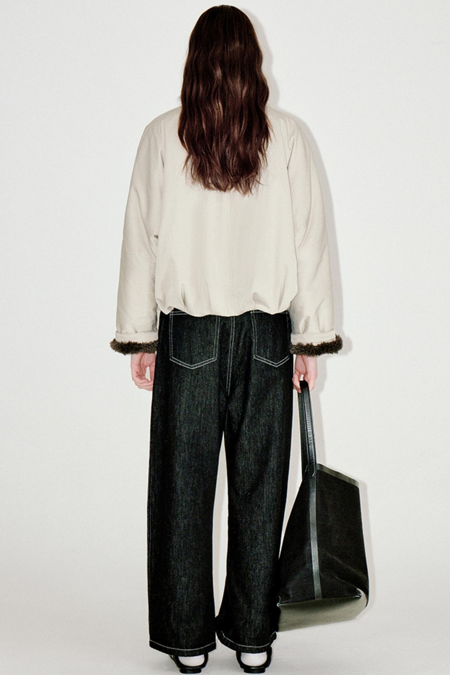 Beige Floral Fur Collar Jacket