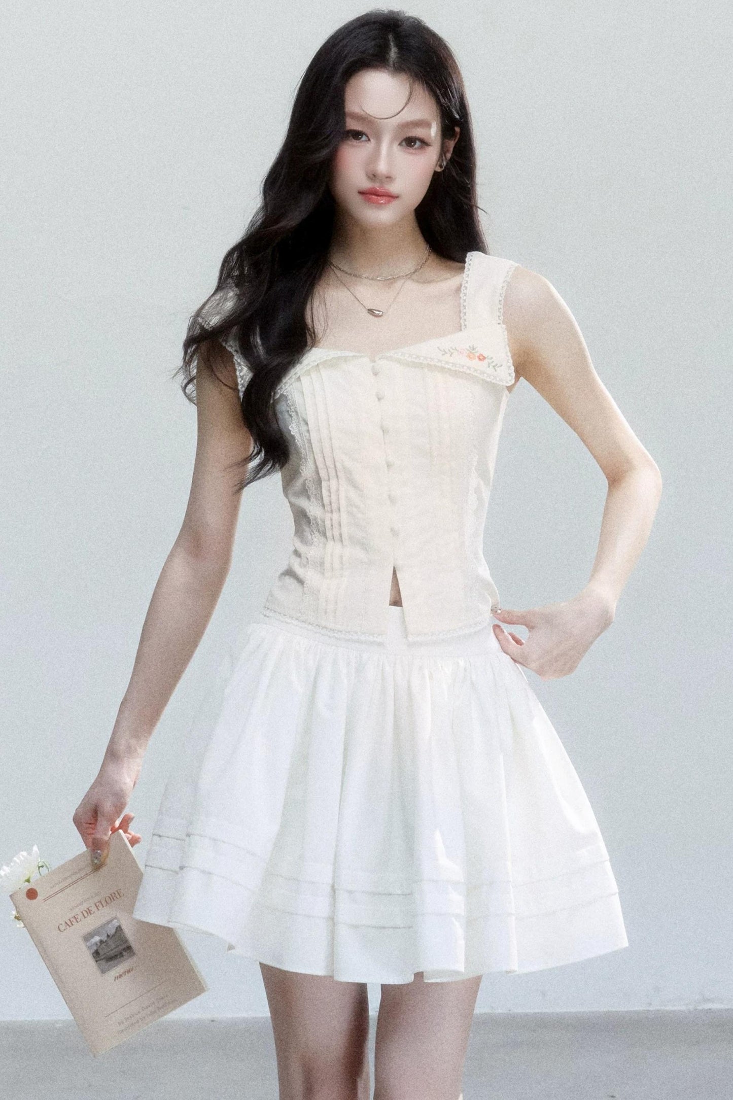 French Embroidered Square Neck Camisole