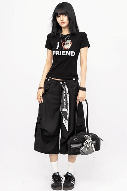 Vintage Babes Cat Print Cropped Top