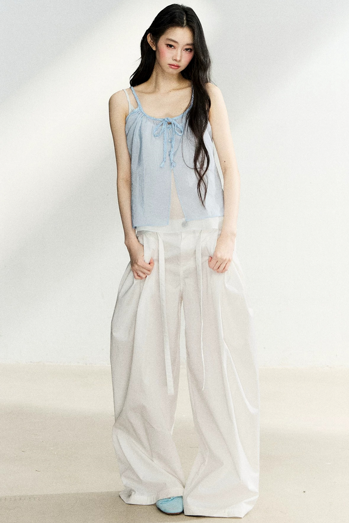 Lace-Up Sheer Cardigan Set-Up
