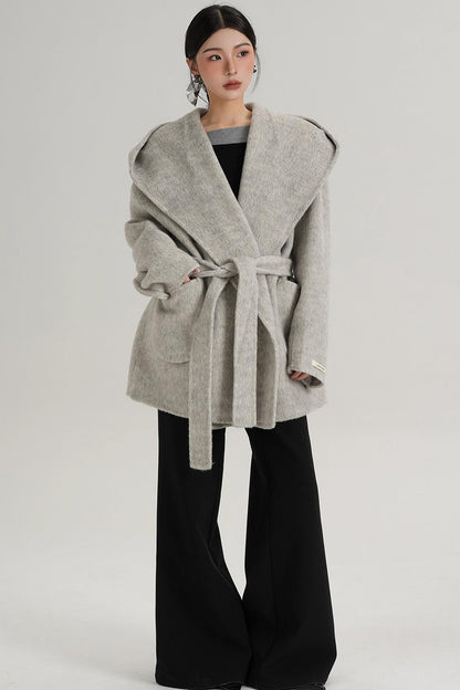 Autumn Hooded Woolen Coat