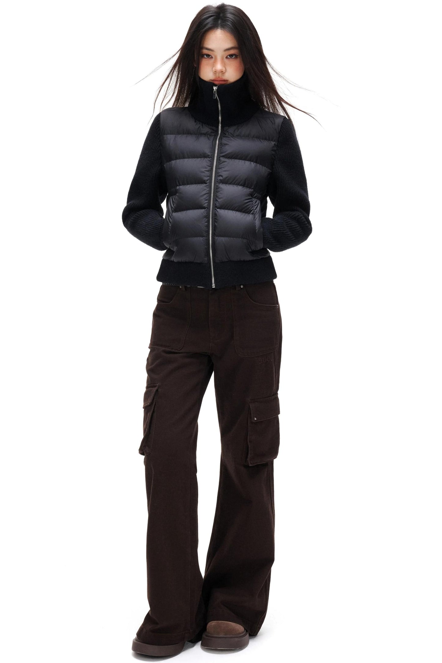 Ribbed Knitted Patchwork Jacket