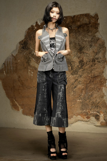 Maglia gotica senza maniche con scollo all’americana