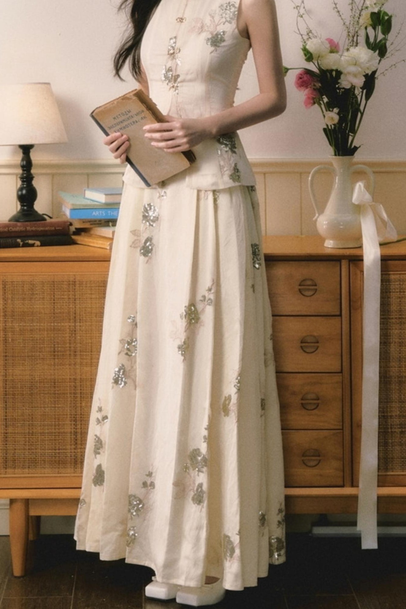 Sequin Embroidered Chinese Skirt