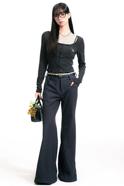 Monochrome Pinstripe Camisole Cardigan Set