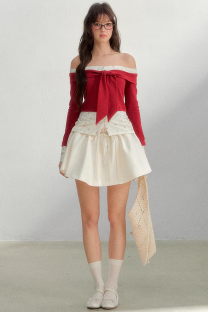 Bright Cherry Tie-Up Blouse