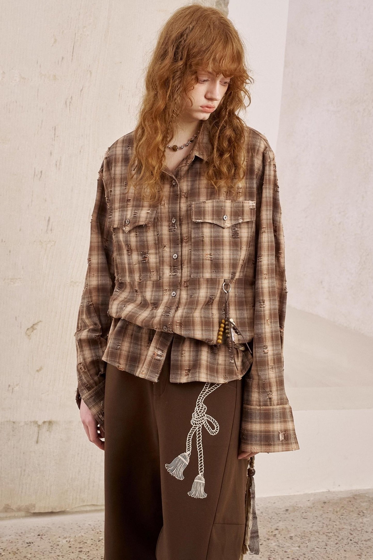 Vintage Distressed Plaid Shirt