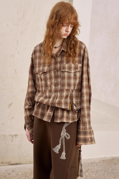 Vintage Distressed Plaid Shirt