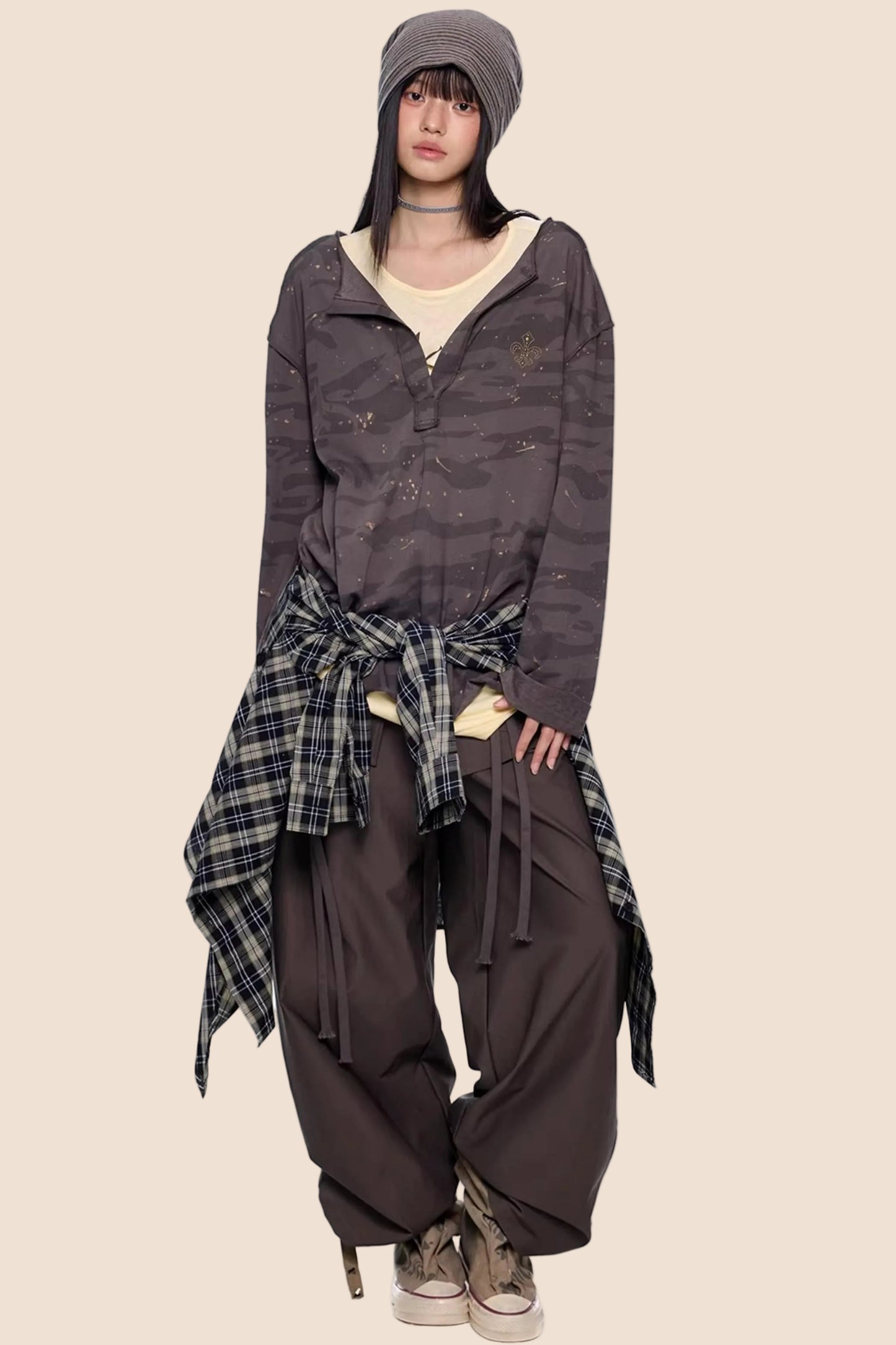 Blouse V-Cou Retro Camouflage