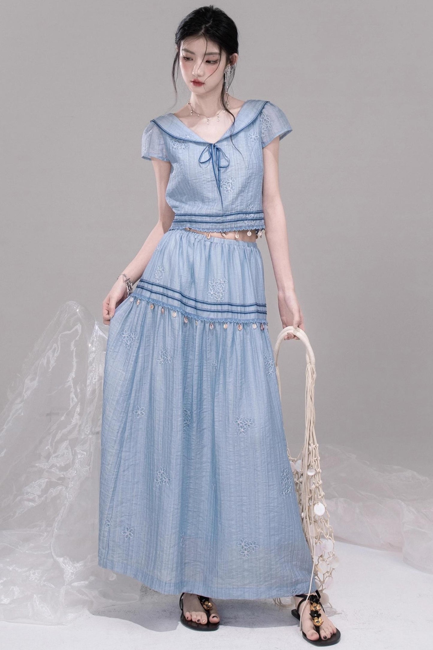 Misty Blue Halter Set