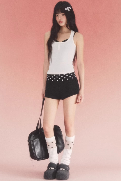 Retro Polka Dot Pleated Shorts