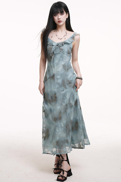 Teal Blue Halter Dress