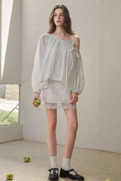 Embroidered Flower Elegant Skirt Set-Up