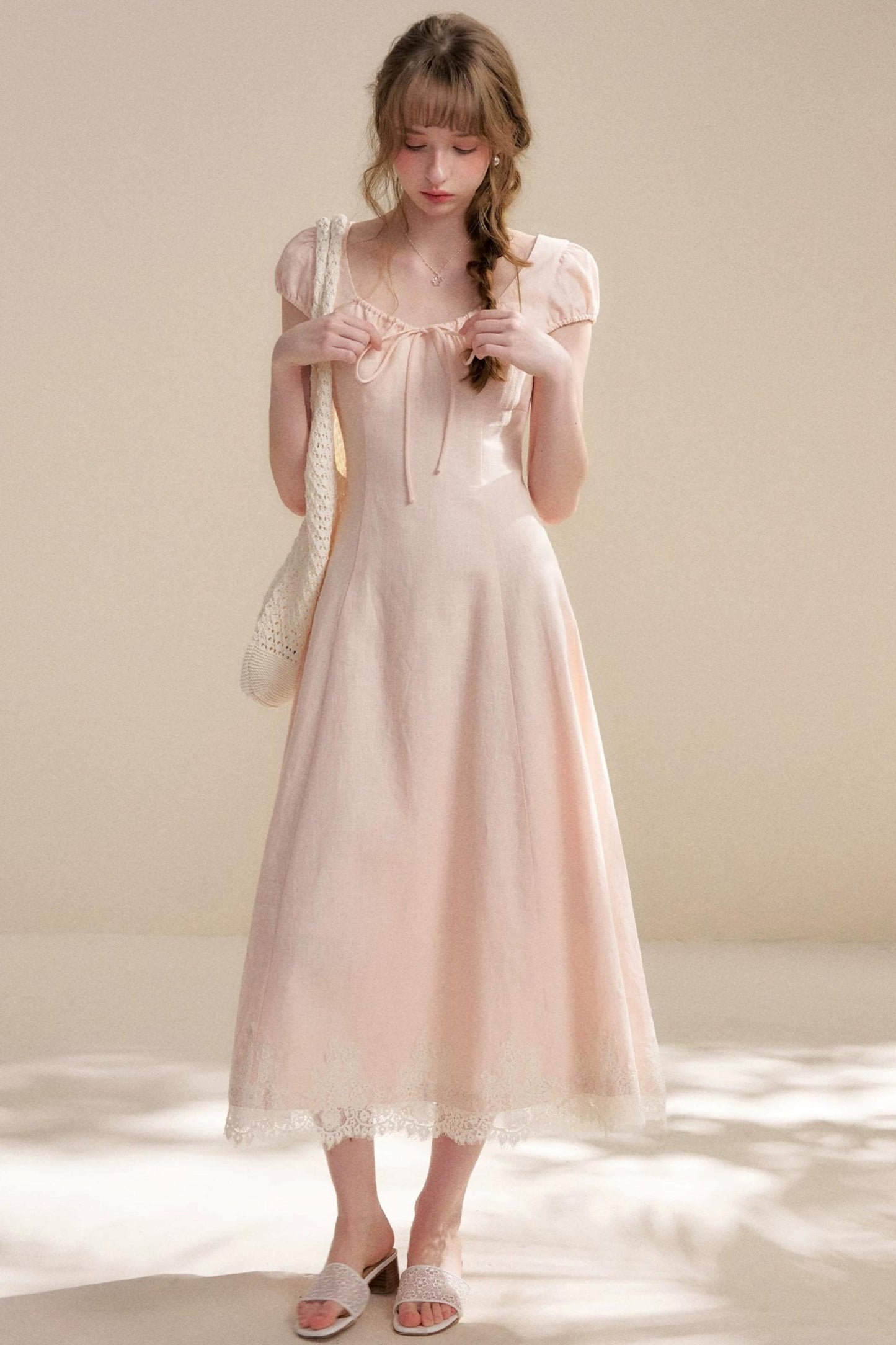 Custom-Dyed Lace A-Line Dress