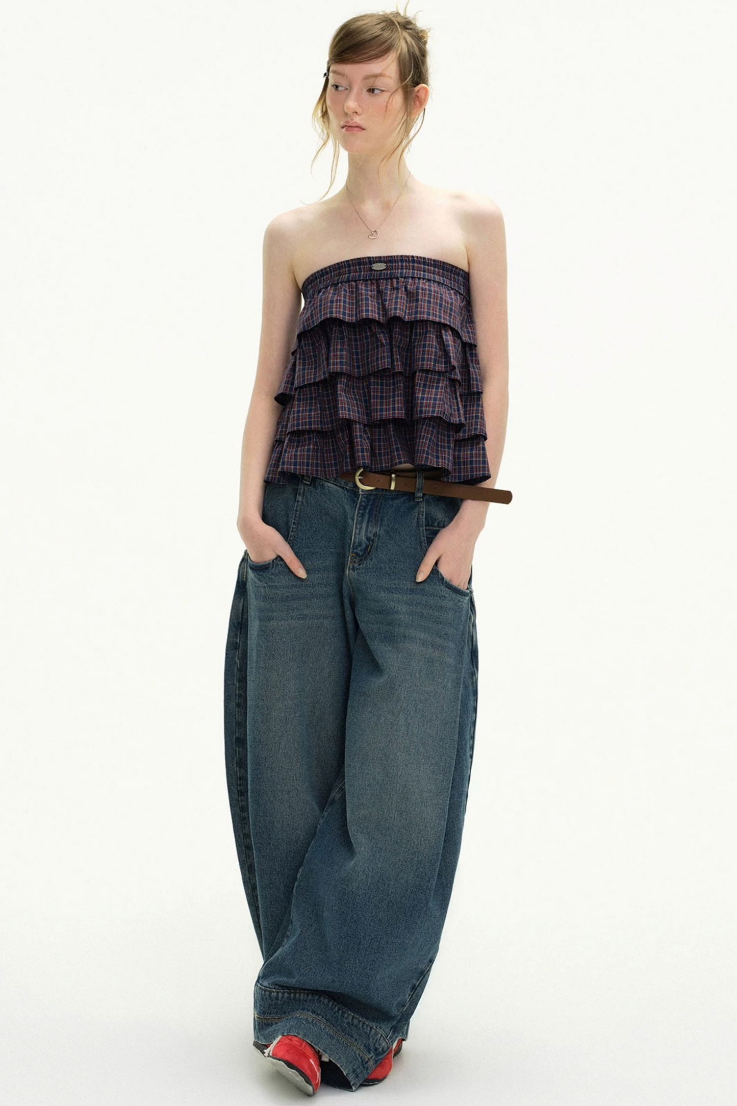 Retro Plaid Ruffled Skirt
