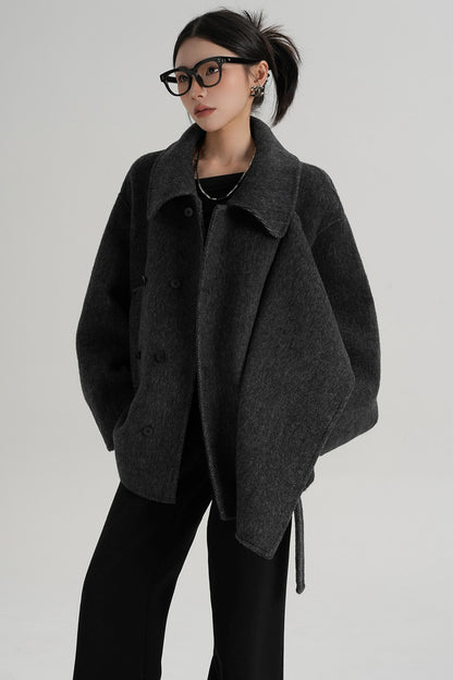 Winter Style Lace-Up Woolen Jacket