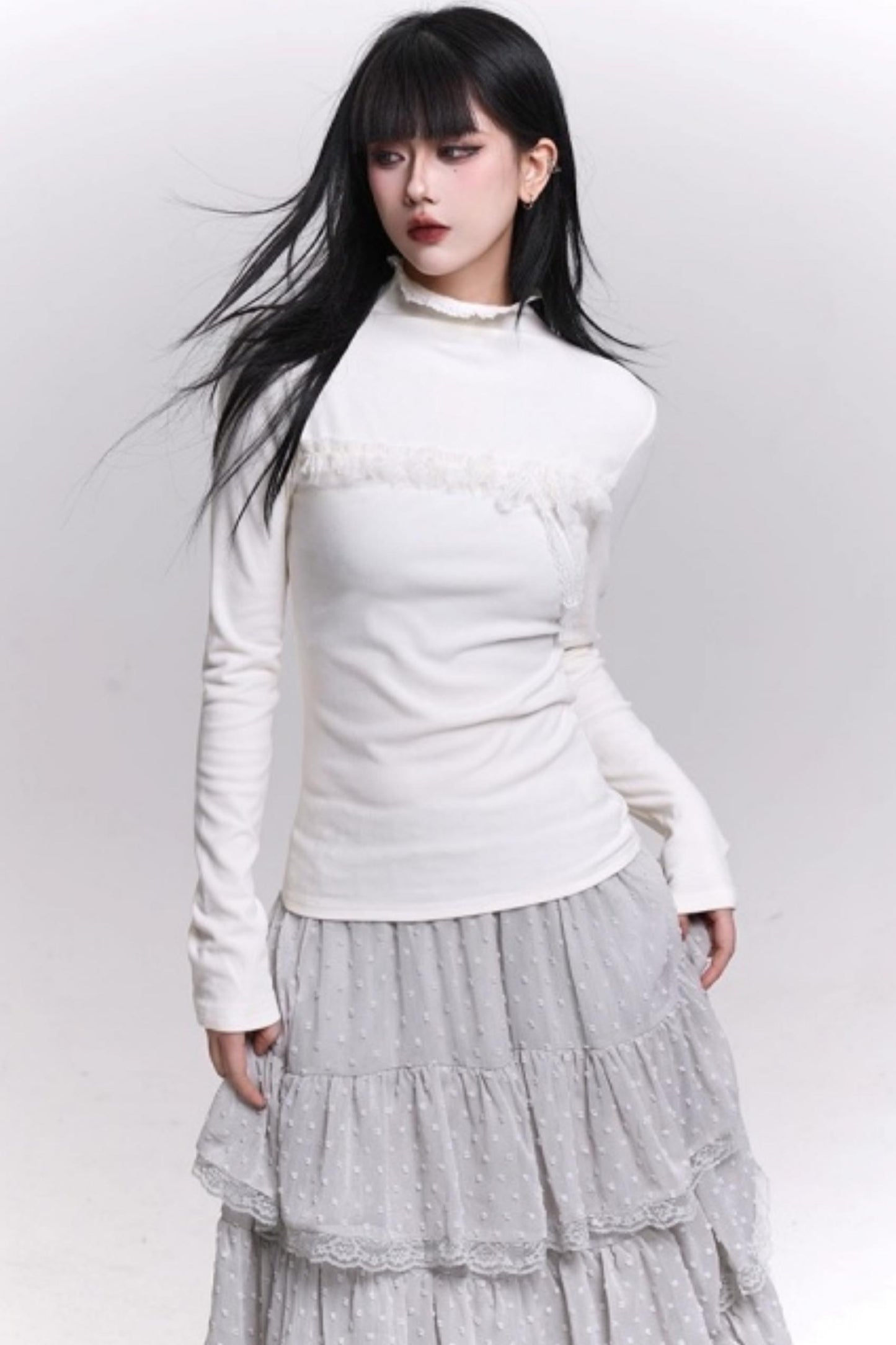 Ghost Gray Half-High Collar Top