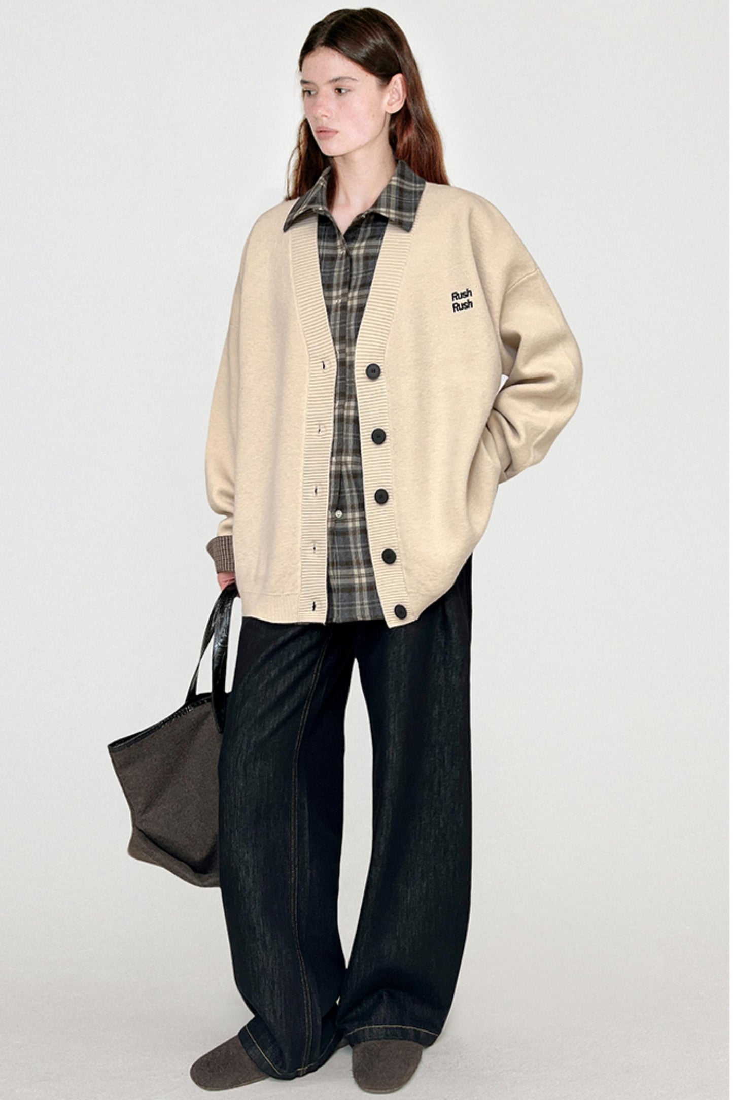 Color-Blocking Embroidered Knitted Cardigan