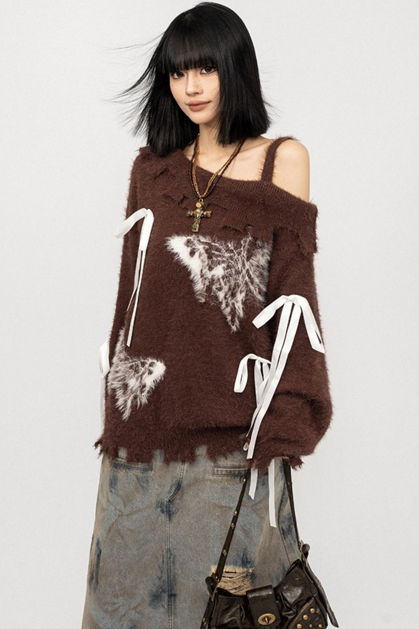 Off-The-Shoulder butterfly Loose Top