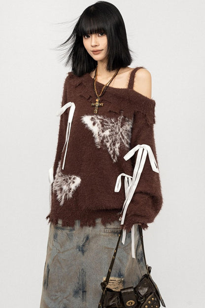 Off-The-Shoulder butterfly Loose Top