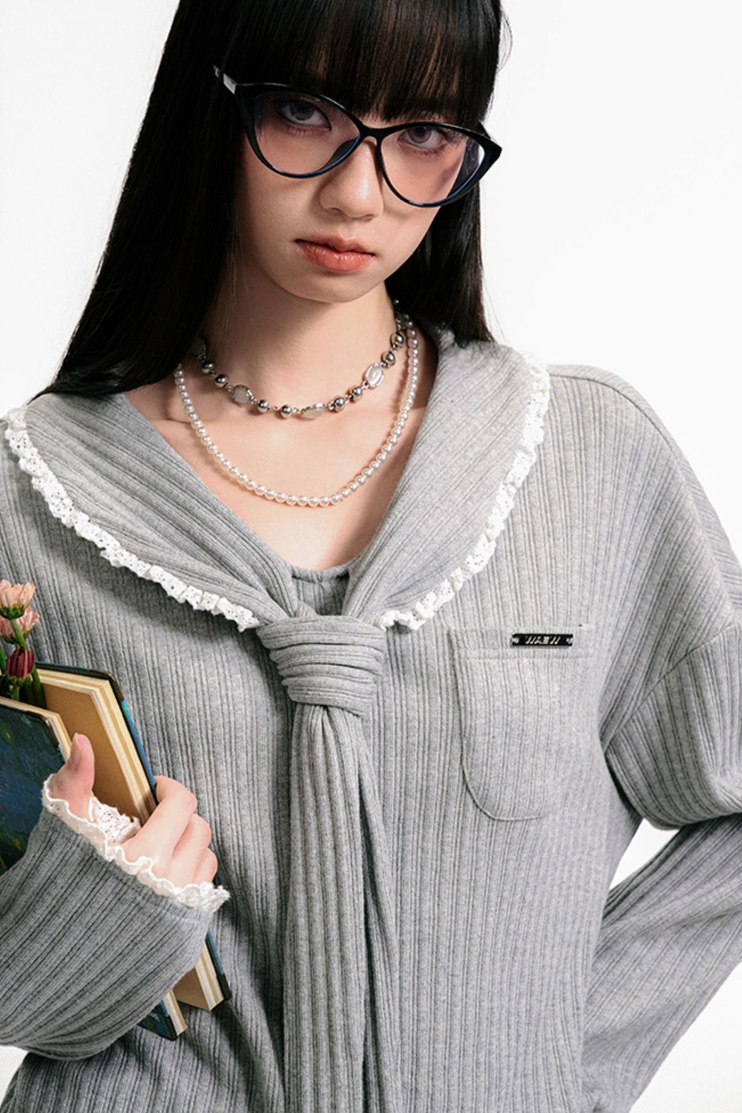 Gray Sailor Ensemble Skirt Set