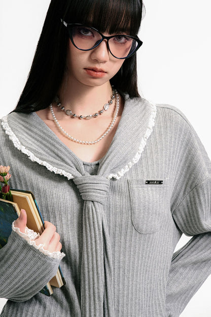 Gray Sailor Ensemble Skirt Set