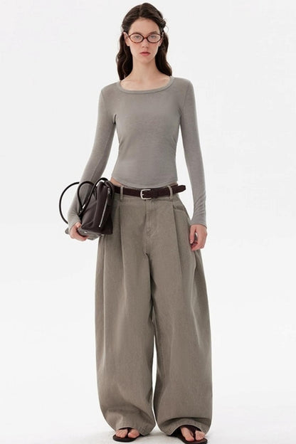 Tencel Wool Crew Neck Top