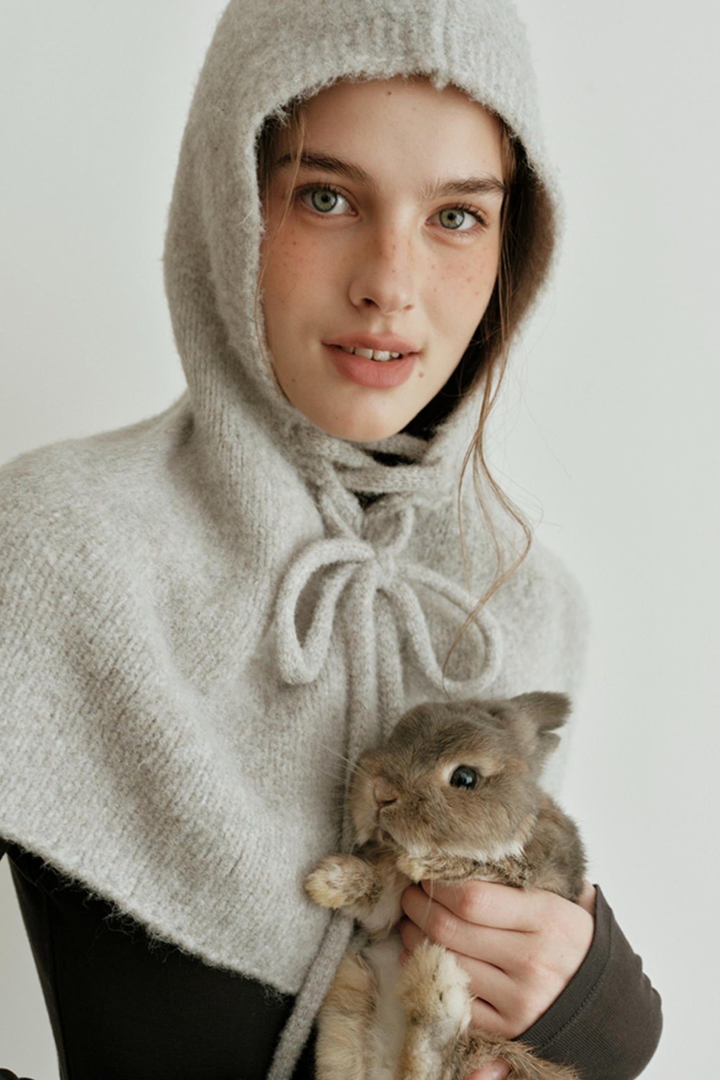 Pearl Gray Knit Cape Hat