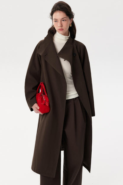 Paper-Textured Stand-Up Collar Coat