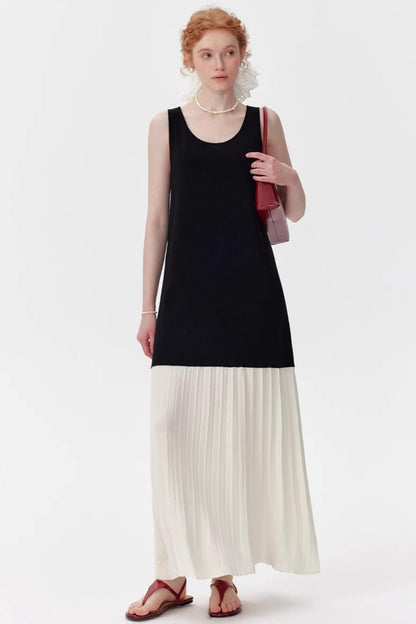 Color-Block V-Neck Sleeveless Dress