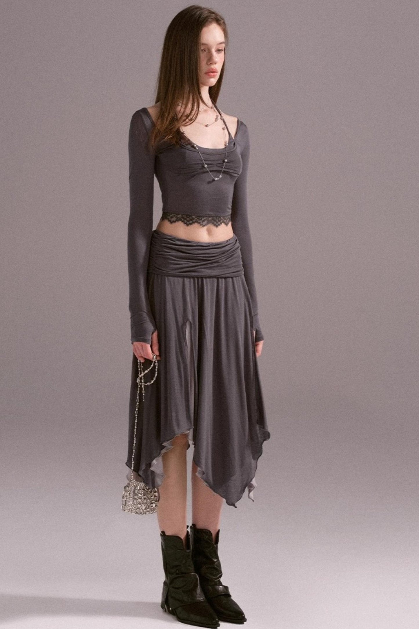 Irreguler Lace Skirt Set-Up