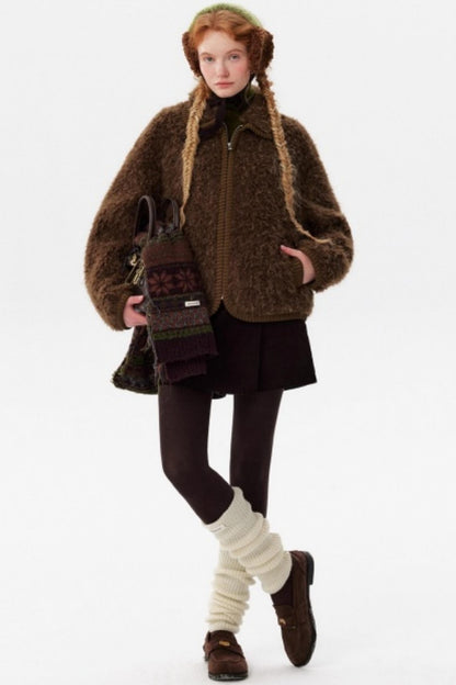 Retro Brown Braided Fur Coat