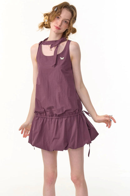 Retro Floral Purple Camisole Dress