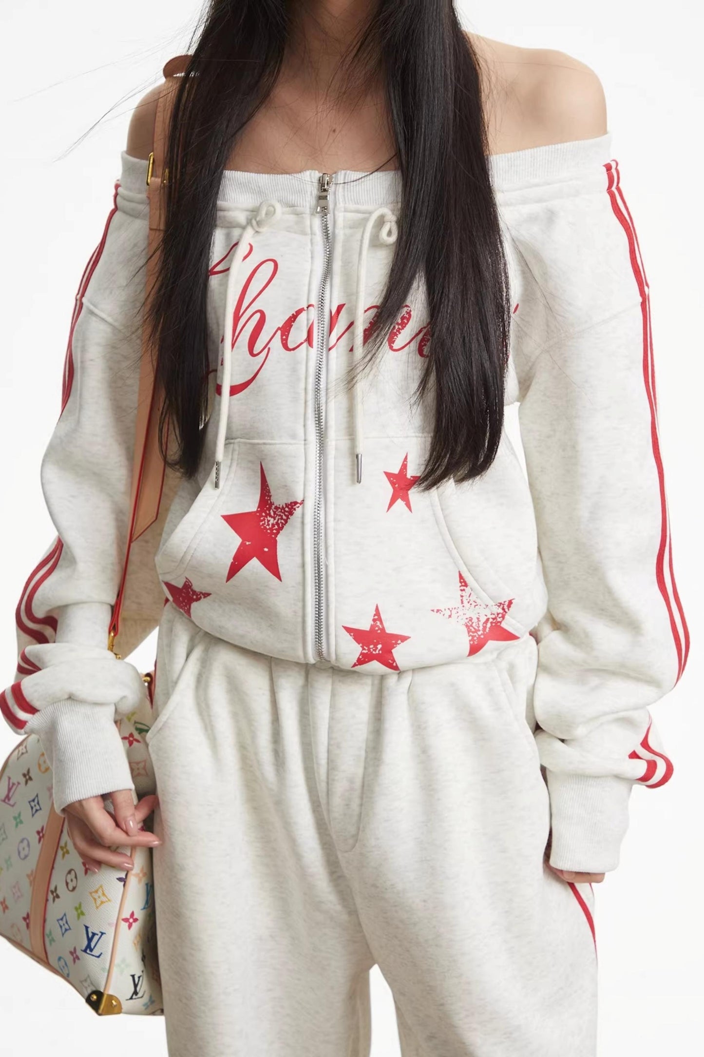 Spicy Girl Off-Shoulder Sweatshirt Set-Up