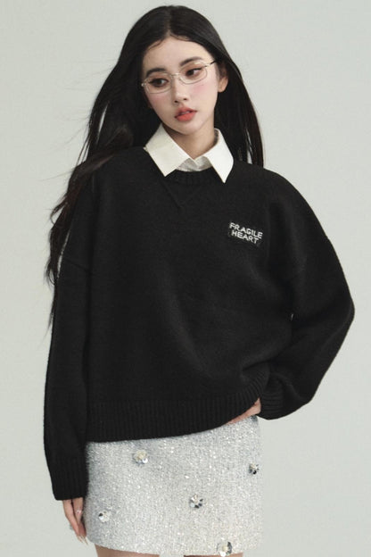 Fragileheart fragile store - Falling Star High School Koreanisch faul Atmosphäre Pullover lose geschichteten Top