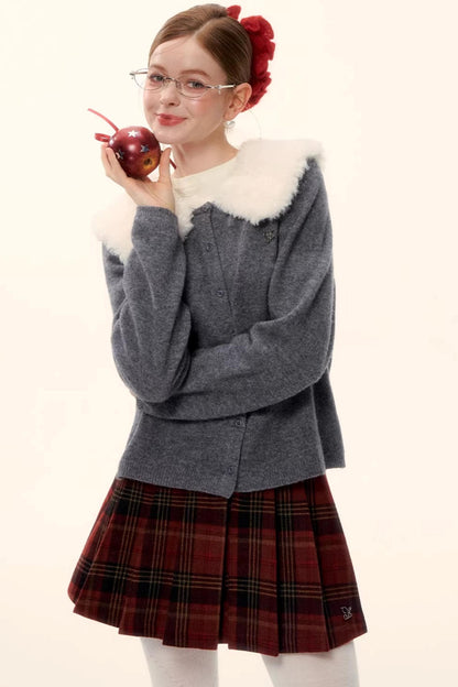 Retro Plaid Wool Skirt