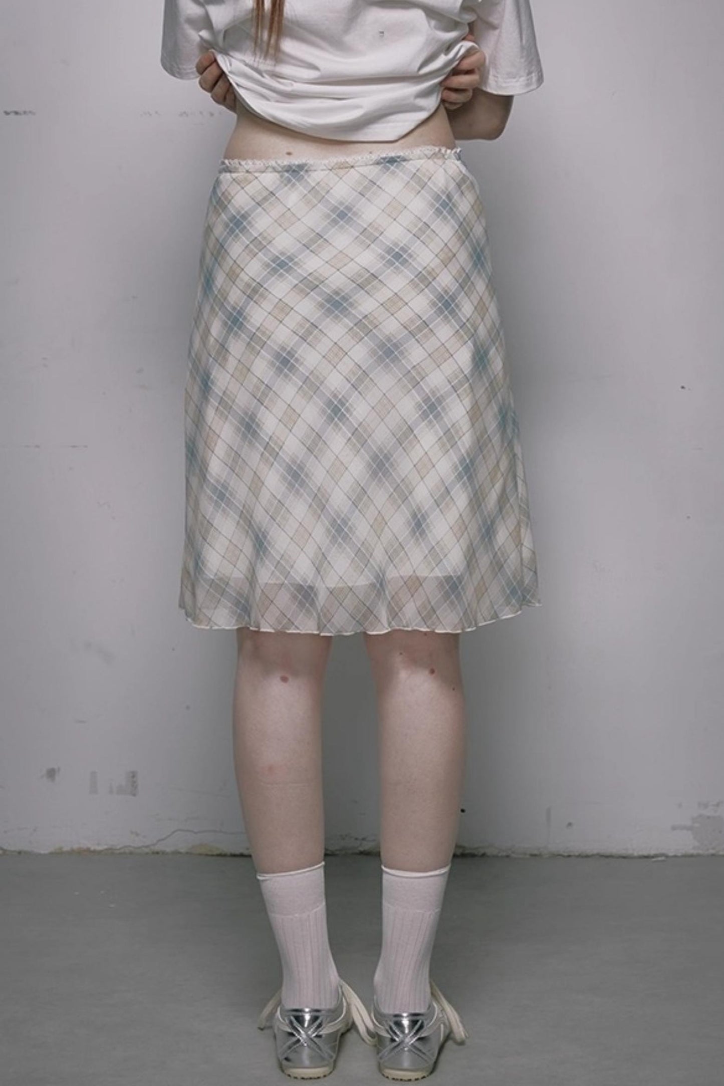 French Polka Dot A-Line Chiffon Skirt