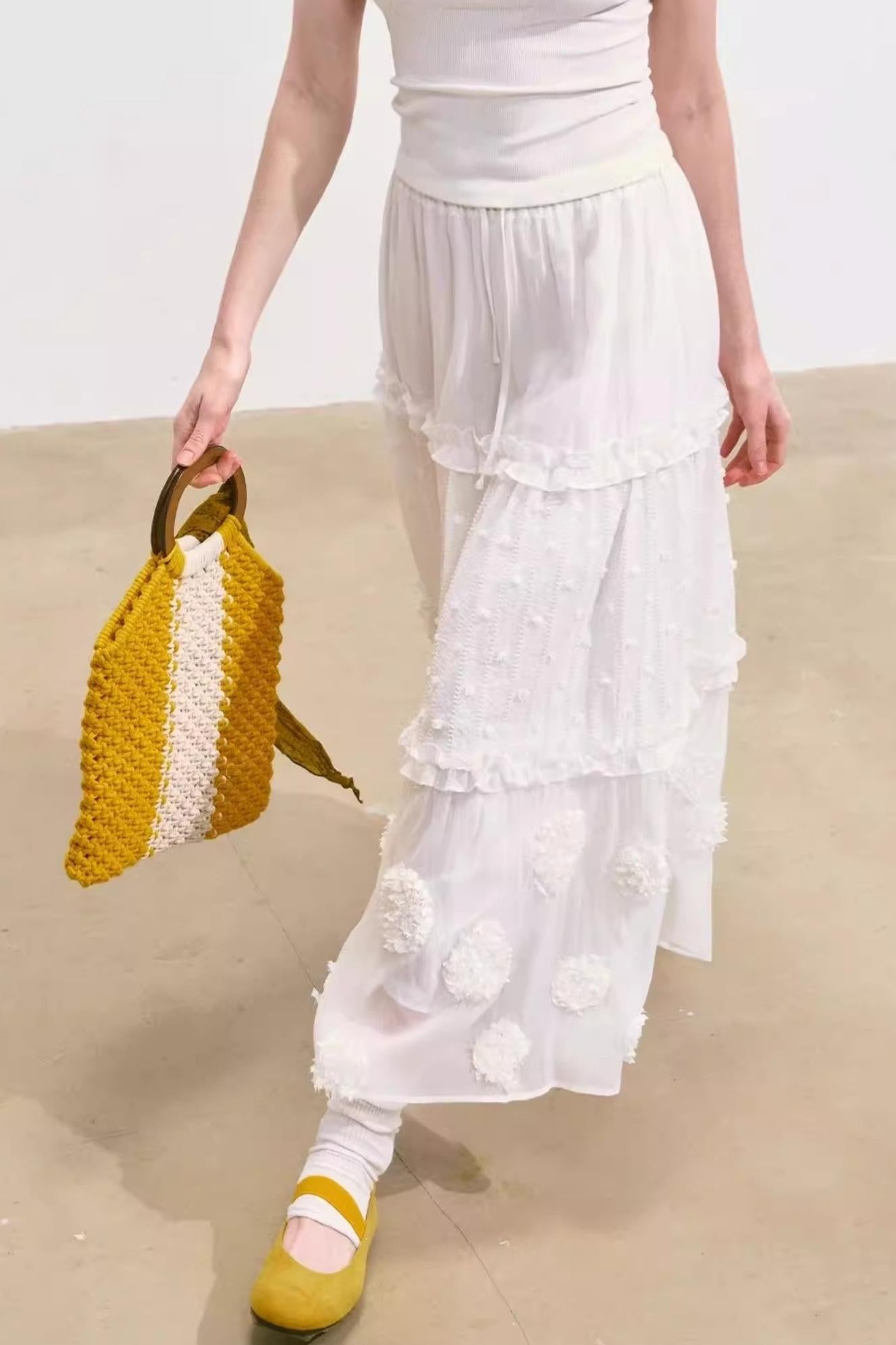 White Layered Halter Skirt