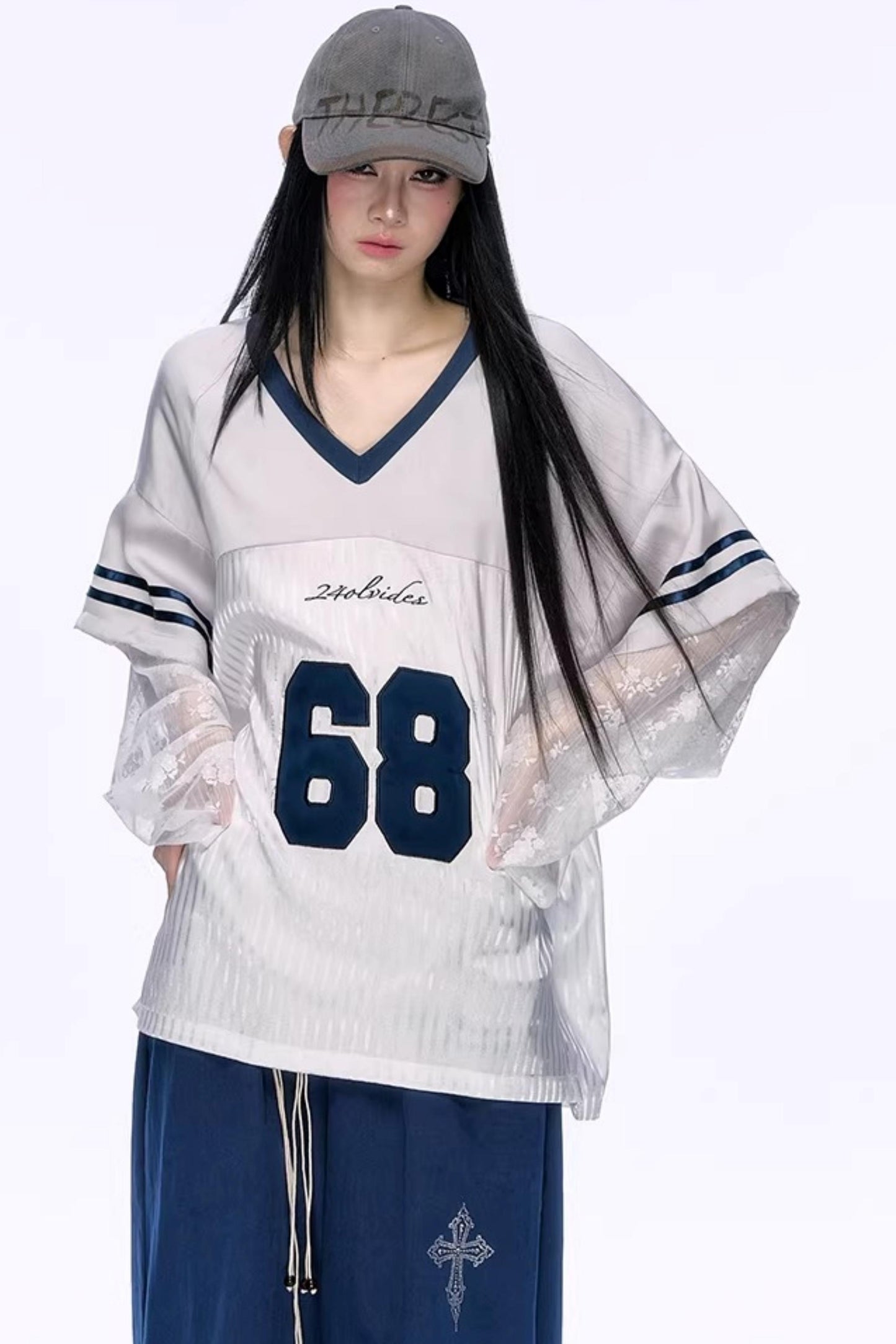 Heavy Embroidery Lace Jersey Top