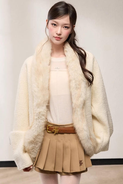 Elegant Wool Batwing Coat