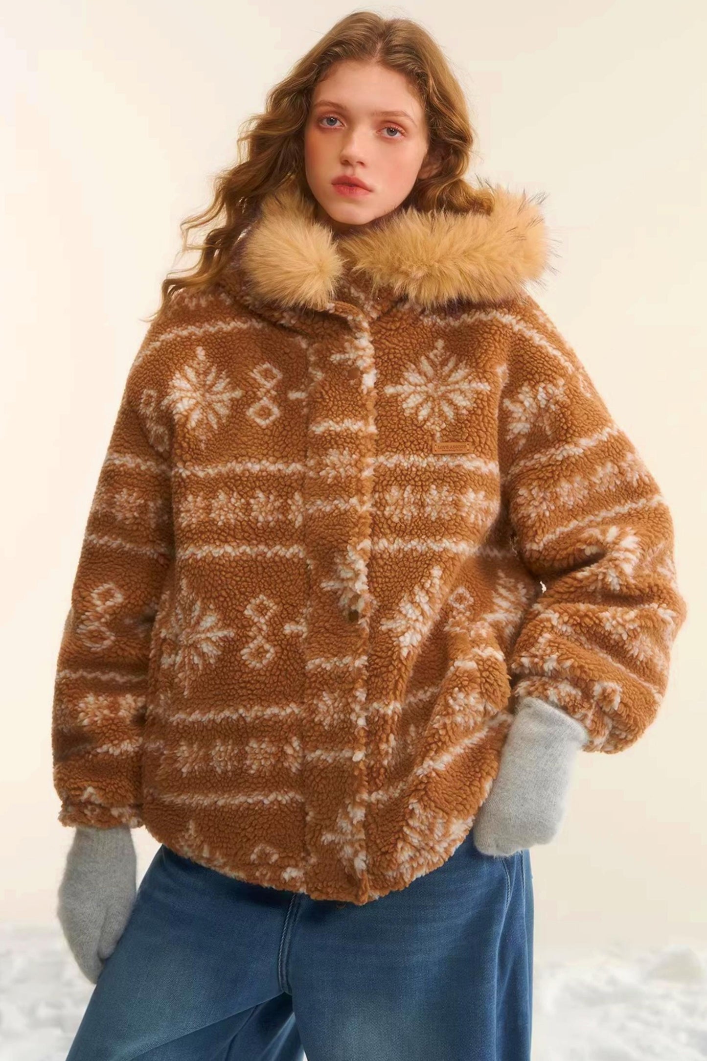 Fair Isle Fur Collar Jacket