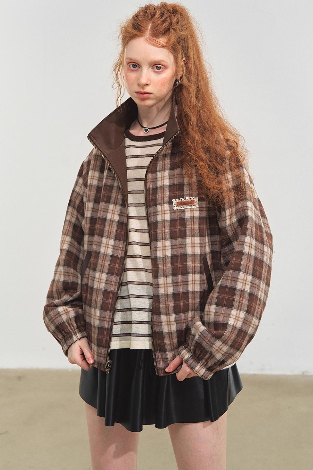 Vintage Reversible Stand-Up Collar Jacket