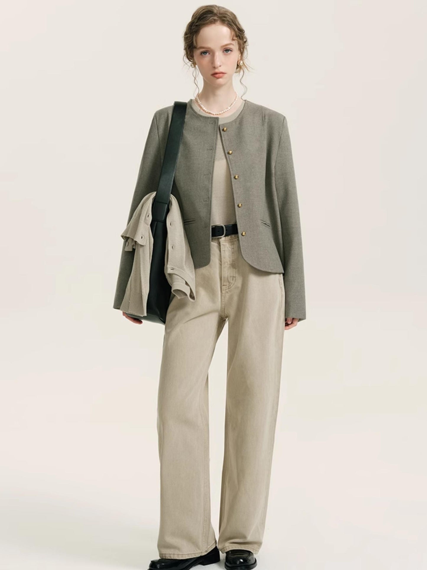 High-Waisted Tencel Straight Pants