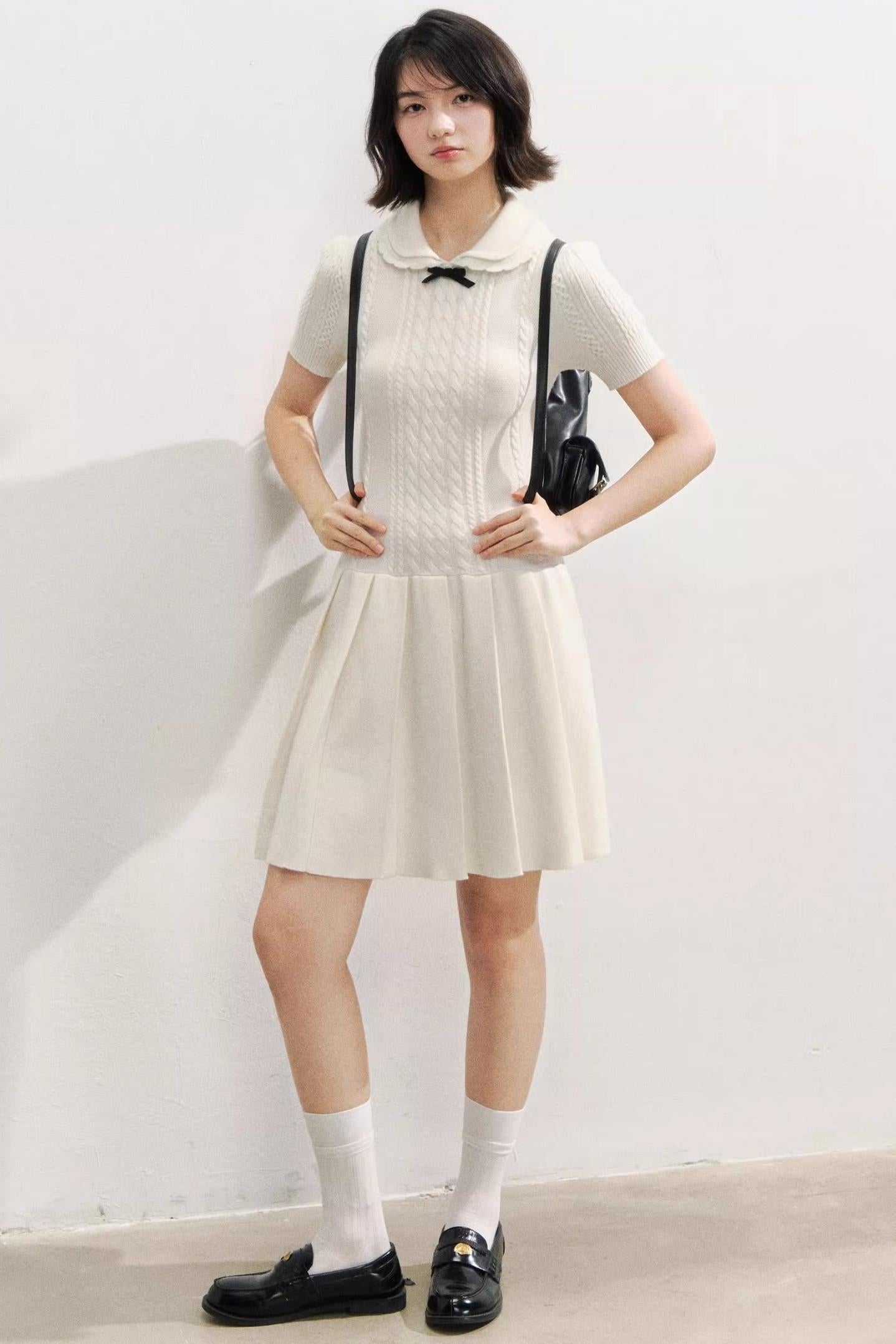 Slim Knit Pleated Dress