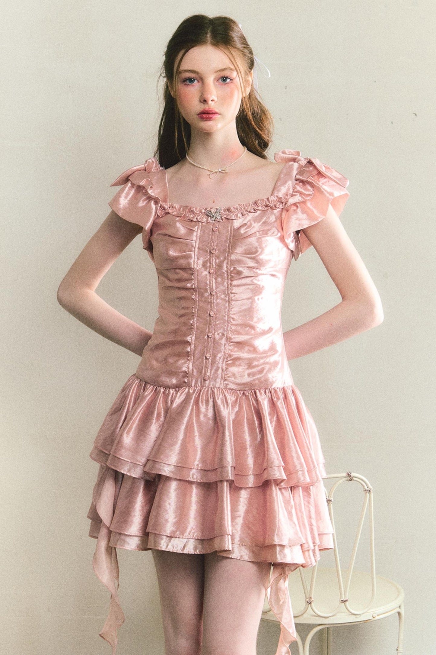 Birthday Cake Pink Pleated Dress