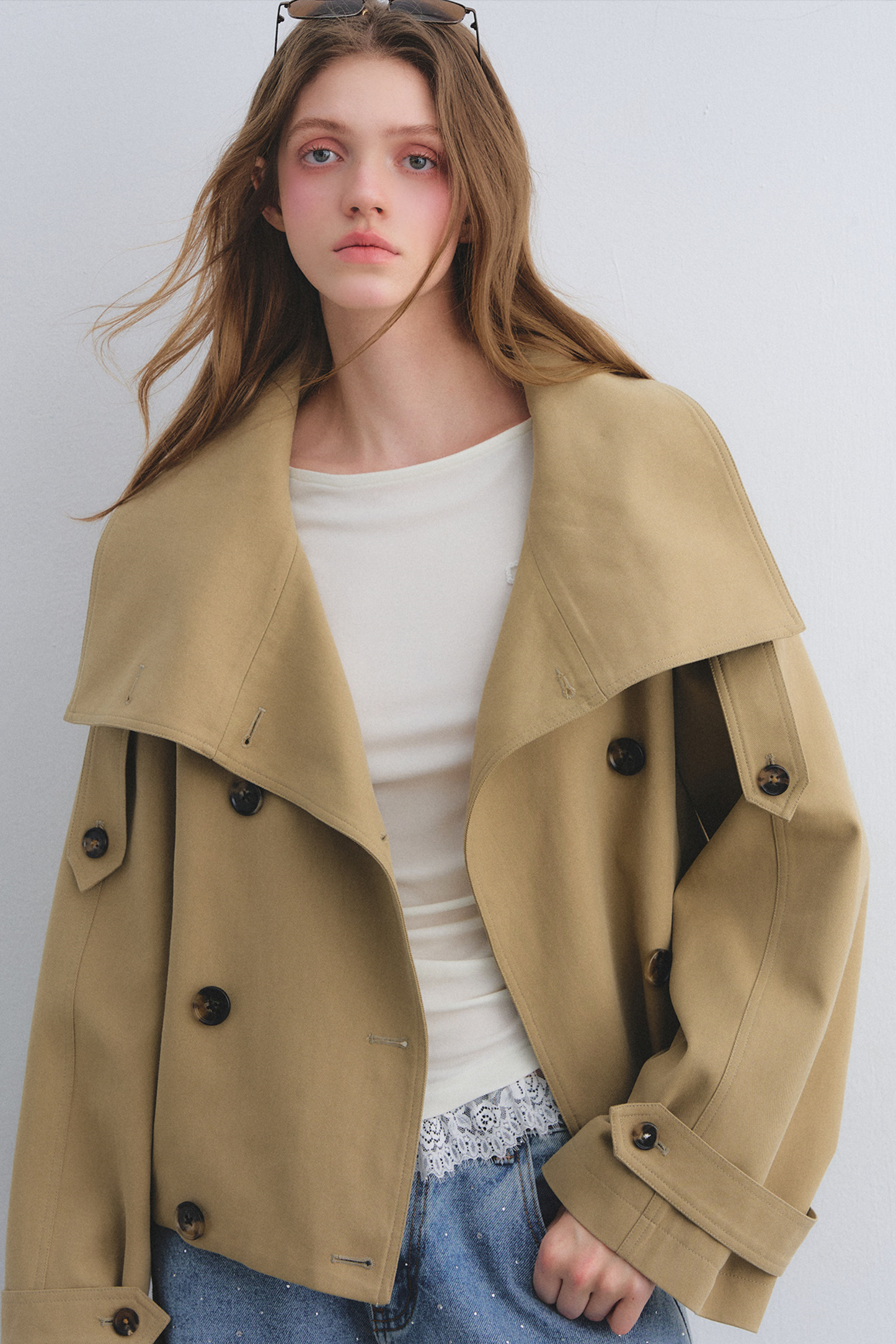 Flower Bud Cocoon Jacket Jeans Set-Up