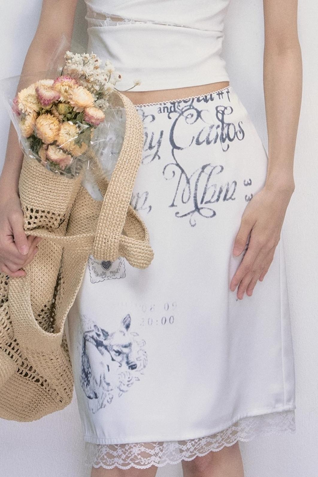 Satin Lace Fawn Skirt